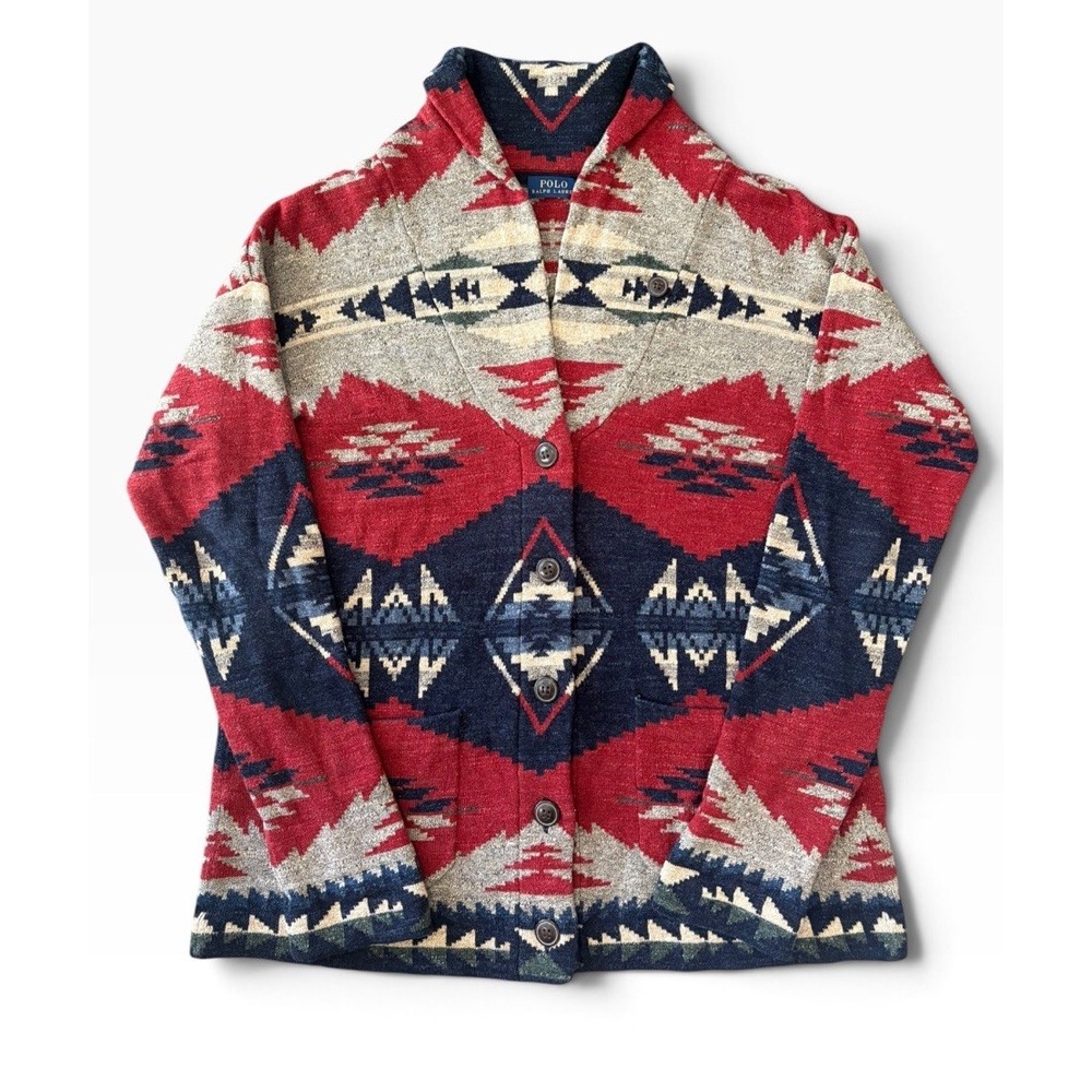 Polo Ralph Lauren Southwestern Aztec Shawl Collar Cardigan Sweater Men S Cotton